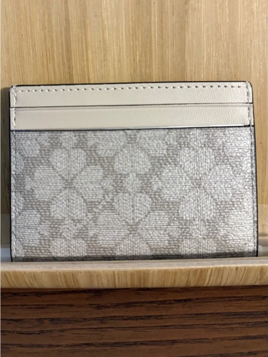 kate spade Cream Floral Jacquard Cardholder with Pale Yellow Trim - Picture 2 of 3